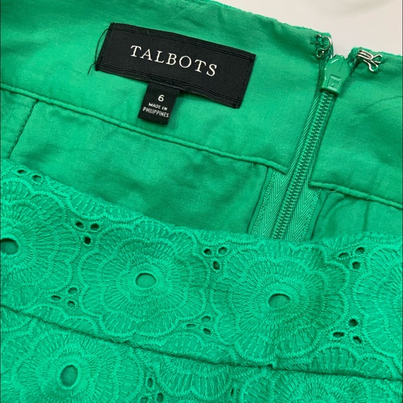 Talbots Emerald Green Eyelet A-Line Skirt NWOT - Picture 4 of 9